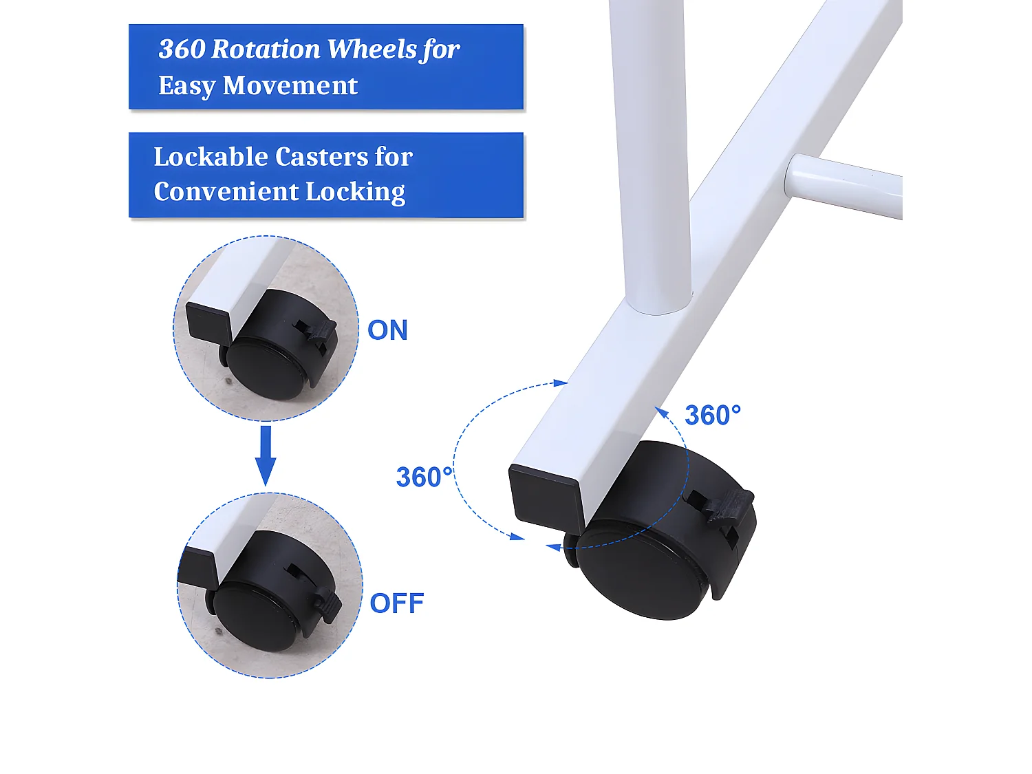 Portant à vêtements roulant penderie double avec roulettes porte manteau 80.5x51x155cm