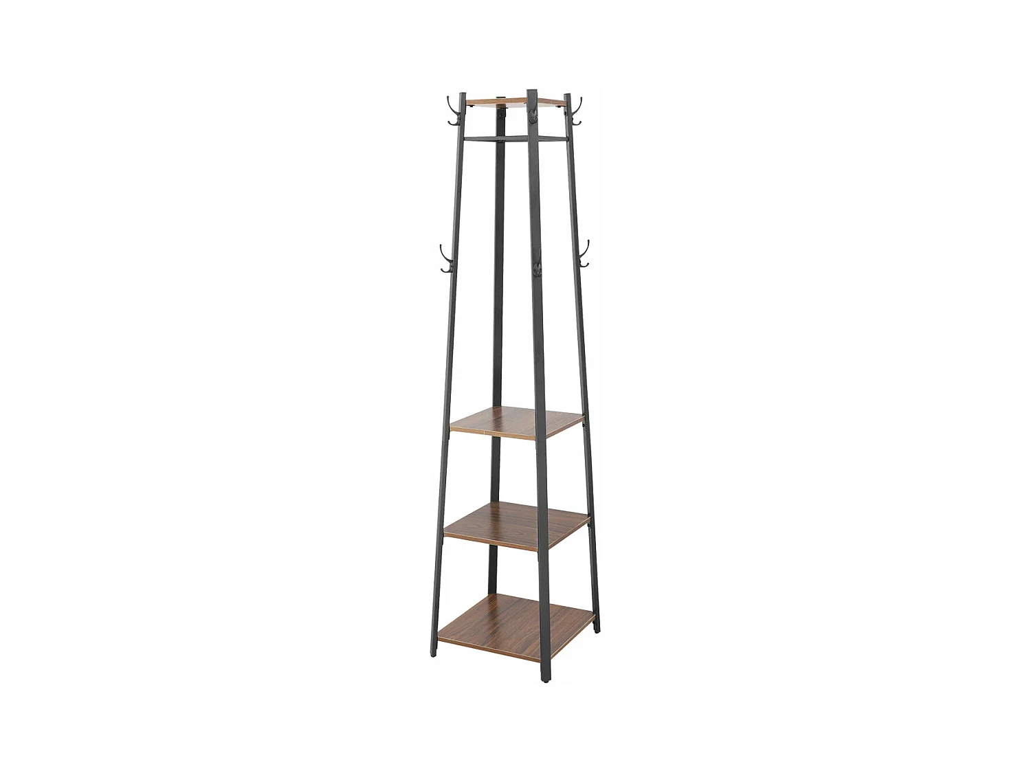 Wieszak na ubrania na nóżkach z wzorem papugi, z 4 półkami, solidny wieszak na ubrania, wieszak na ubrania, 8 haczyków, 43x43x180cm