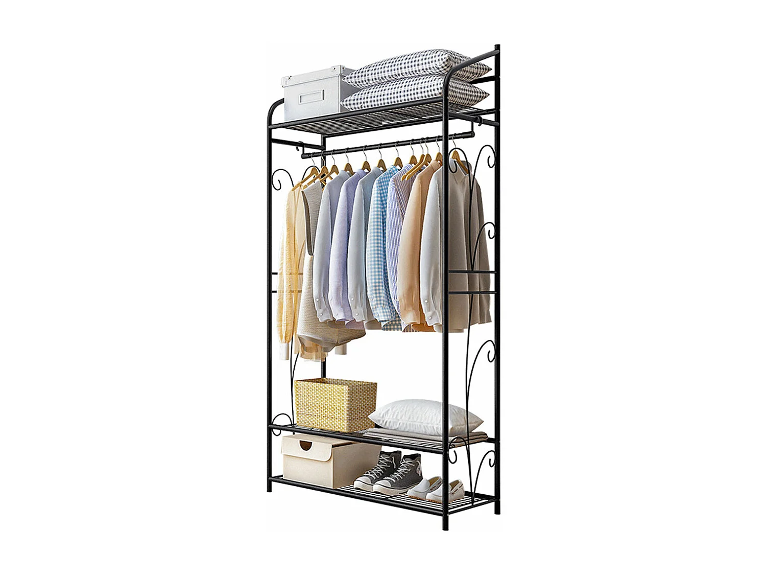 Kapstok op poten papegaaiendesign kapstok met 4 planken solide kledingrek kapstok 8 haken 43x43x180cm