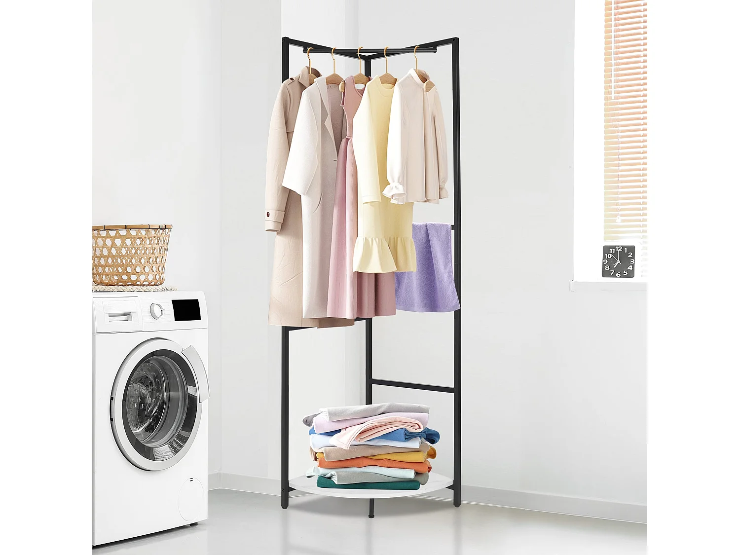 Garderobenständer auf Eckfüßen Kleiderständer mit Ablage Flur Garderobe für Schlafzimmer Wohnzimmer Zuhause 62x46x171cm