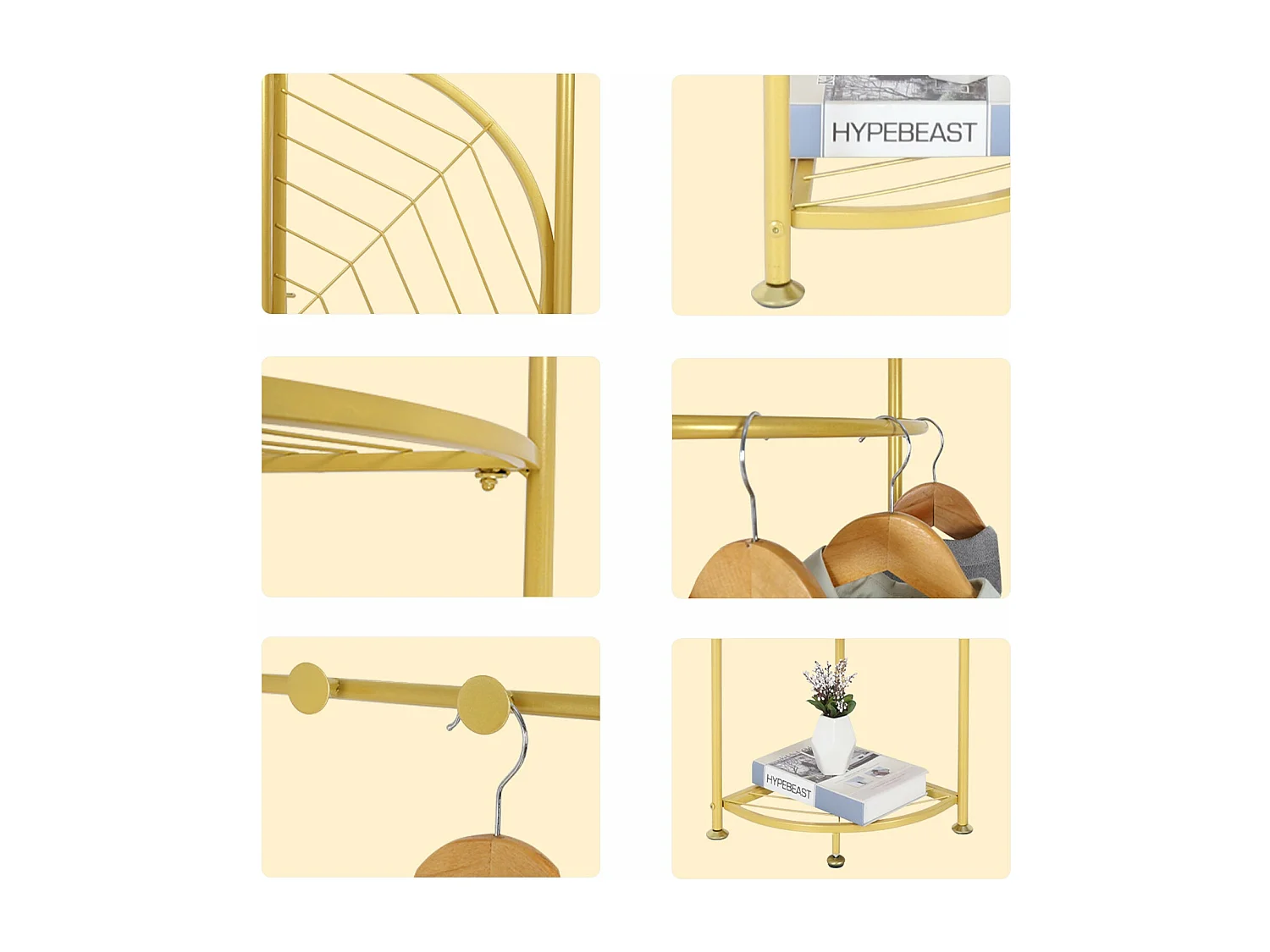 Porte manteau sur pieds d’angle portant à vêtements avec étagère vestiaire d’entrée 44.5x174cm