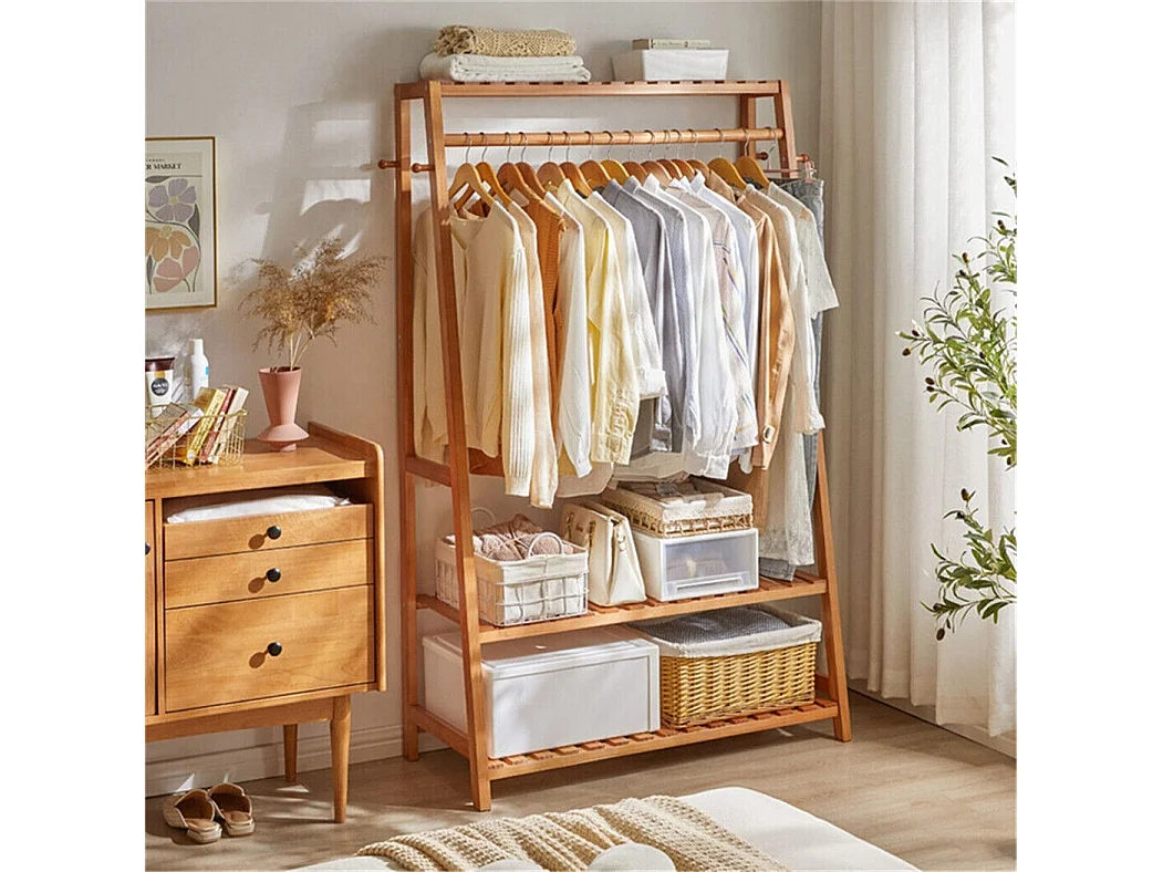 Portant à vêtement solide penderie vêtement portique armoire rangement pour vêtements et chaussures 43.5x80x165cm