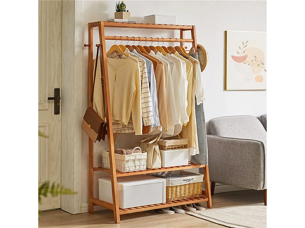 Portant à vêtement solide penderie vêtement portique armoire rangement pour vêtements et chaussures 43.5x80x165cm