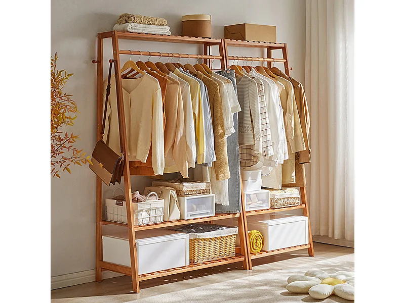 Portant à vêtement solide penderie vêtement portique armoire rangement pour vêtements et chaussures 43.5x80x165cm