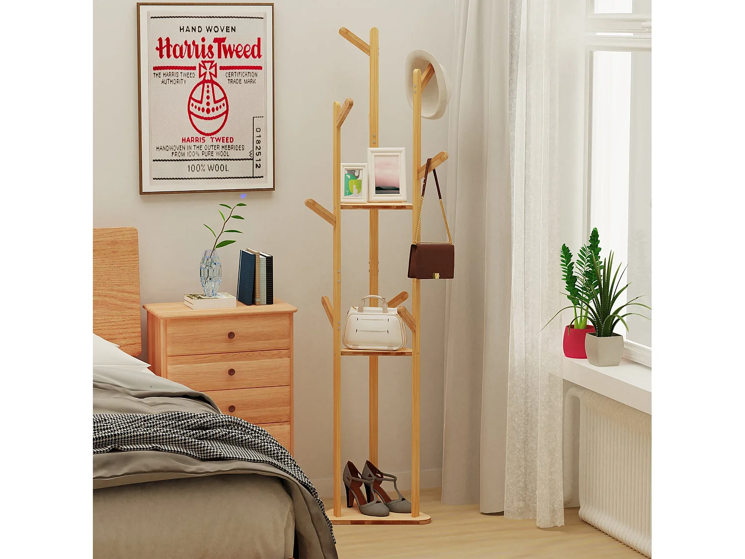 Porte manteau sur pieds portant à vêtements pour maison chambre salon 40x40x170cm