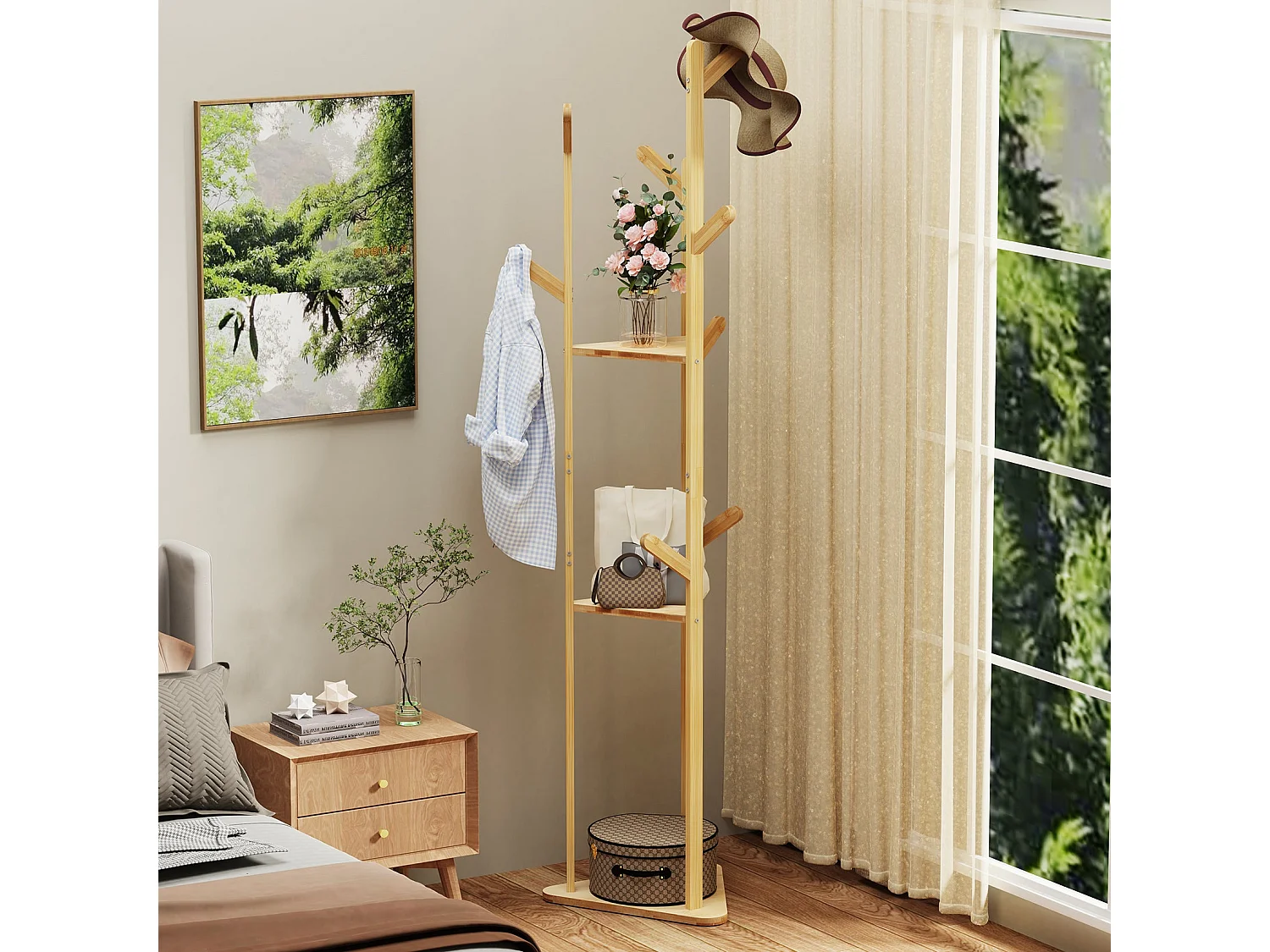 Porte manteau sur pieds portant à vêtements pour maison chambre salon 40x40x170cm