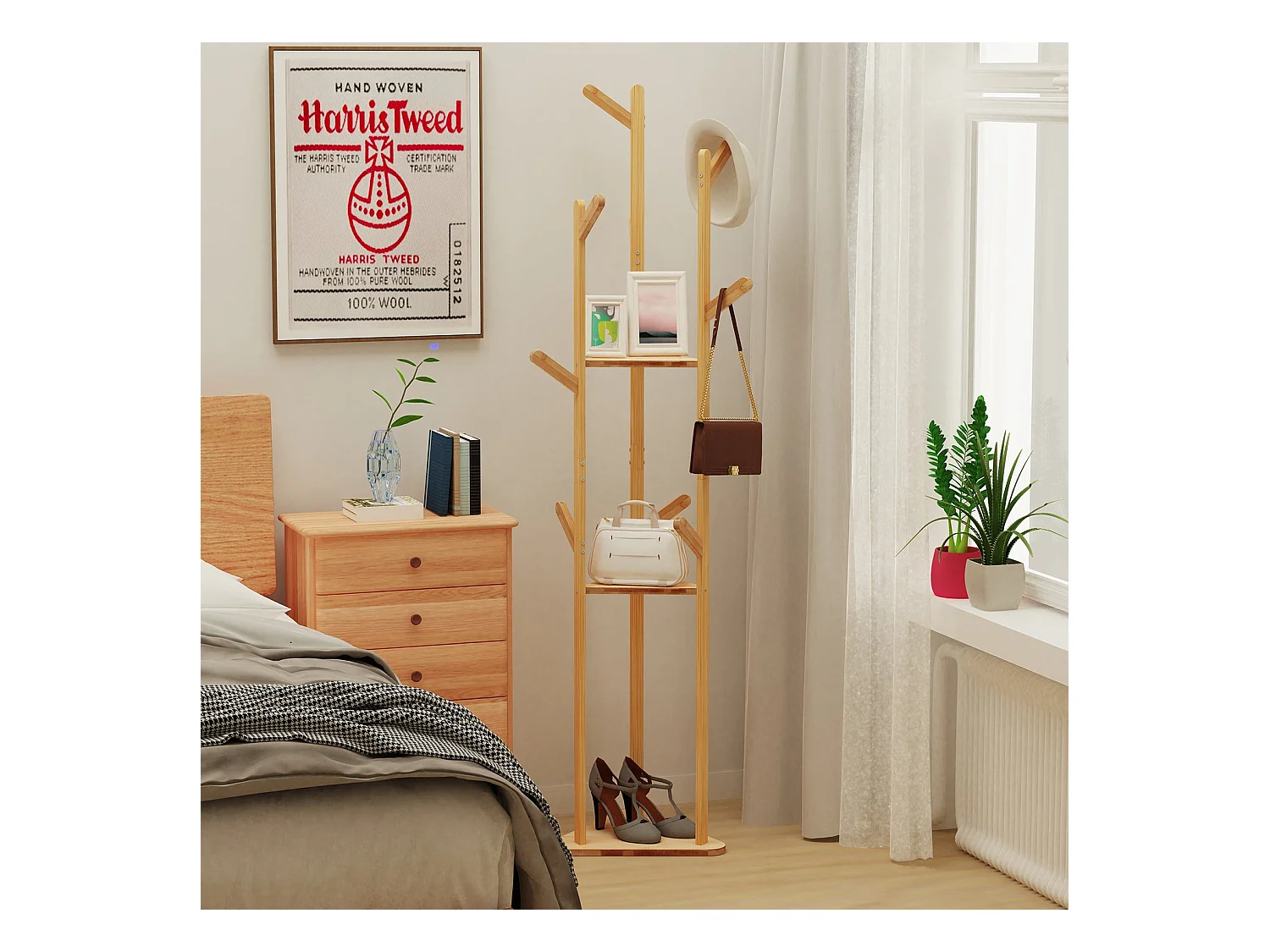 Garderobenständer auf Füßen Kleiderständer für Zuhause Schlafzimmer Wohnzimmer 40x40x170cm