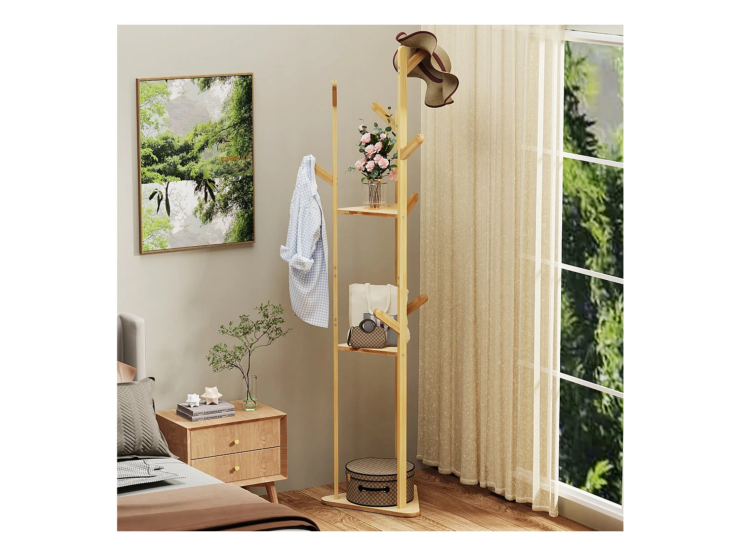 Garderobenständer auf Füßen Kleiderständer für Zuhause Schlafzimmer Wohnzimmer 40x40x170cm