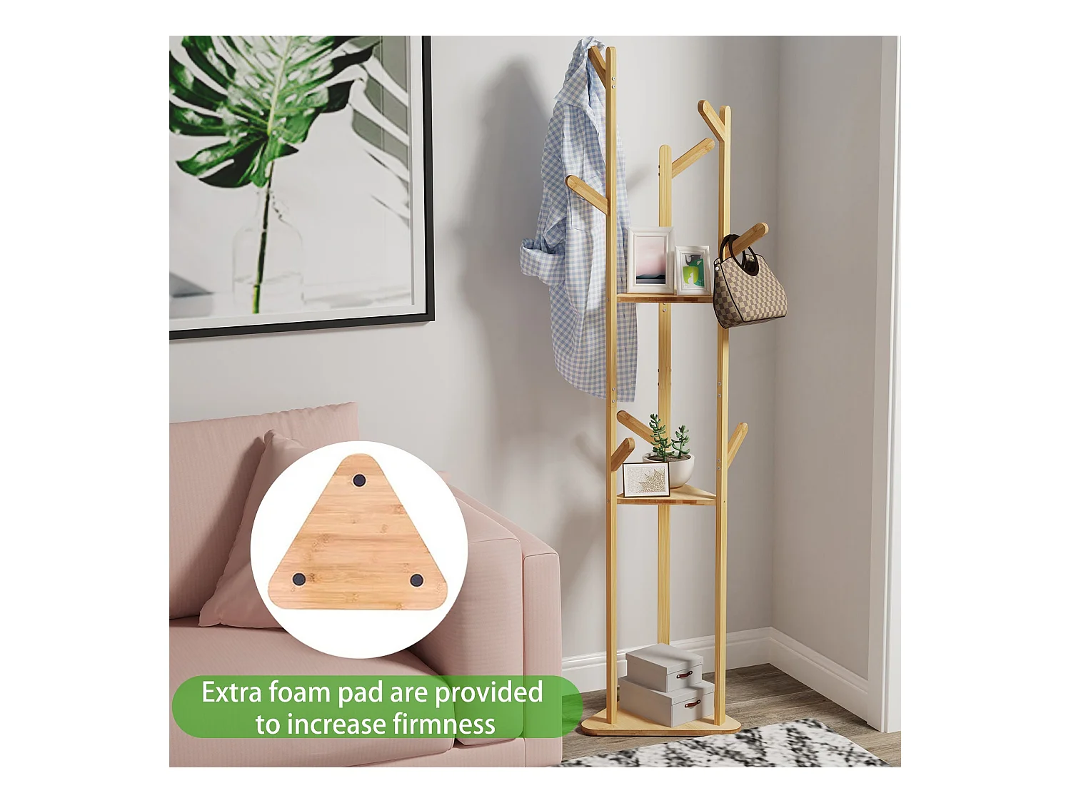 Garderobenständer auf Füßen Kleiderständer für Zuhause Schlafzimmer Wohnzimmer 40x40x170cm