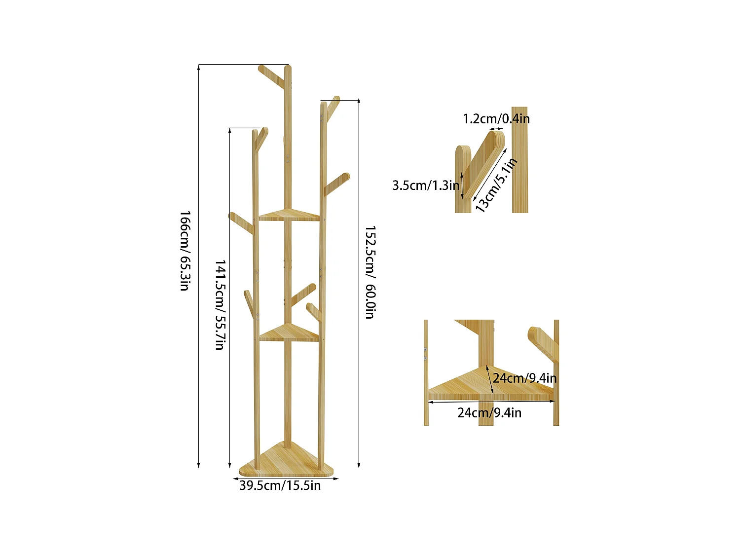 Garderobenständer auf Füßen Kleiderständer für Zuhause Schlafzimmer Wohnzimmer 40x40x170cm