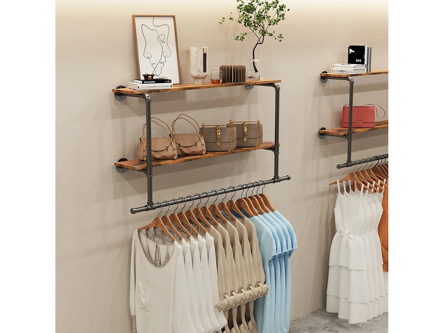 Wandgarderobe mit Ablagen, Hängegarderobe, Designergarderobe 116x20,5x64,5cm