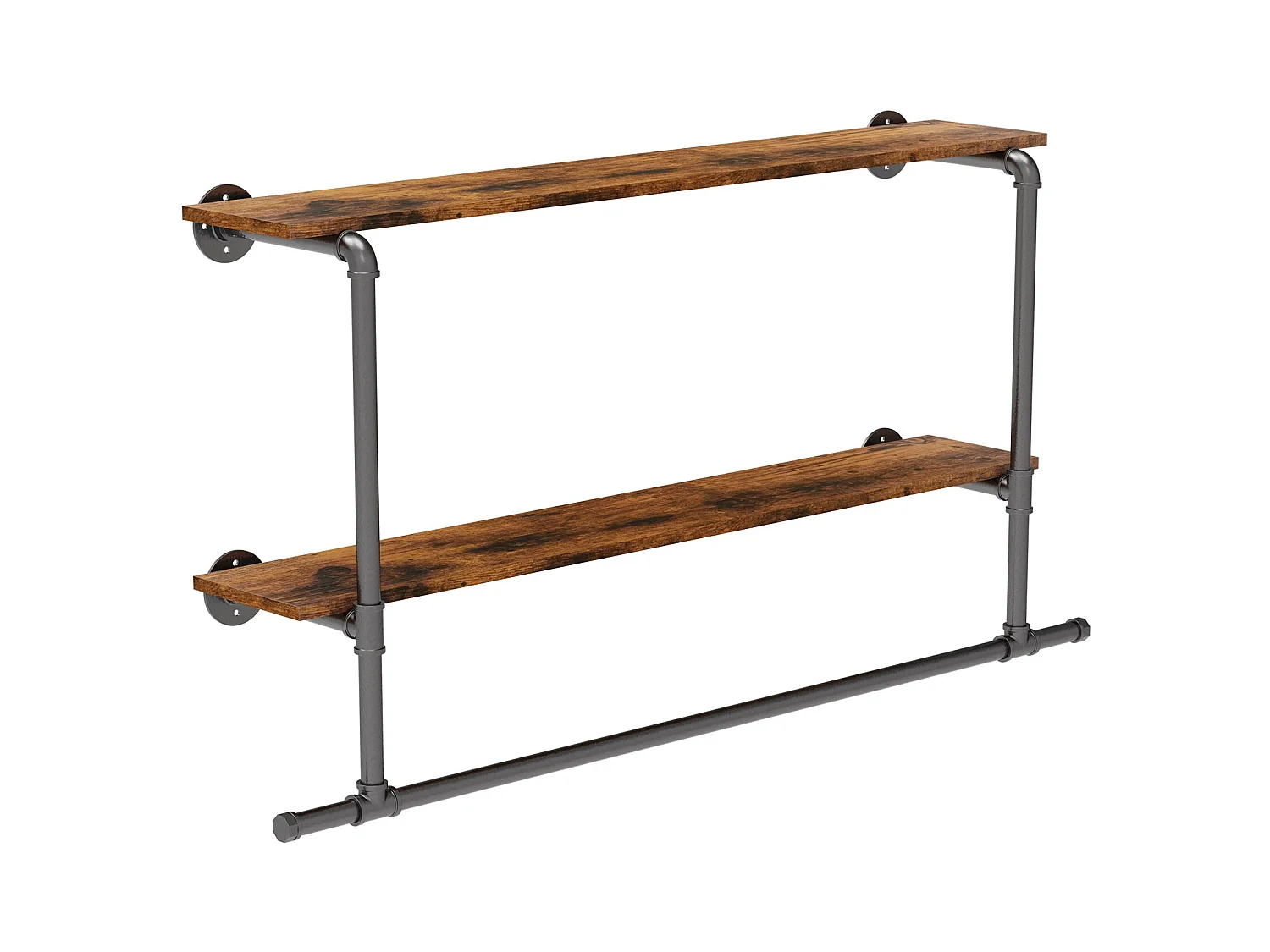 Wieszak ścienny na ubrania z półkami, drążek na ubrania wiszące, designerski wieszak na ubrania 116x20,5x64,5cm