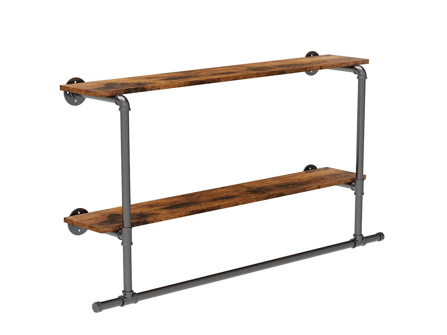 Wieszak ścienny na ubrania z półkami, drążek na ubrania wiszące, designerski wieszak na ubrania 116x20,5x64,5cm