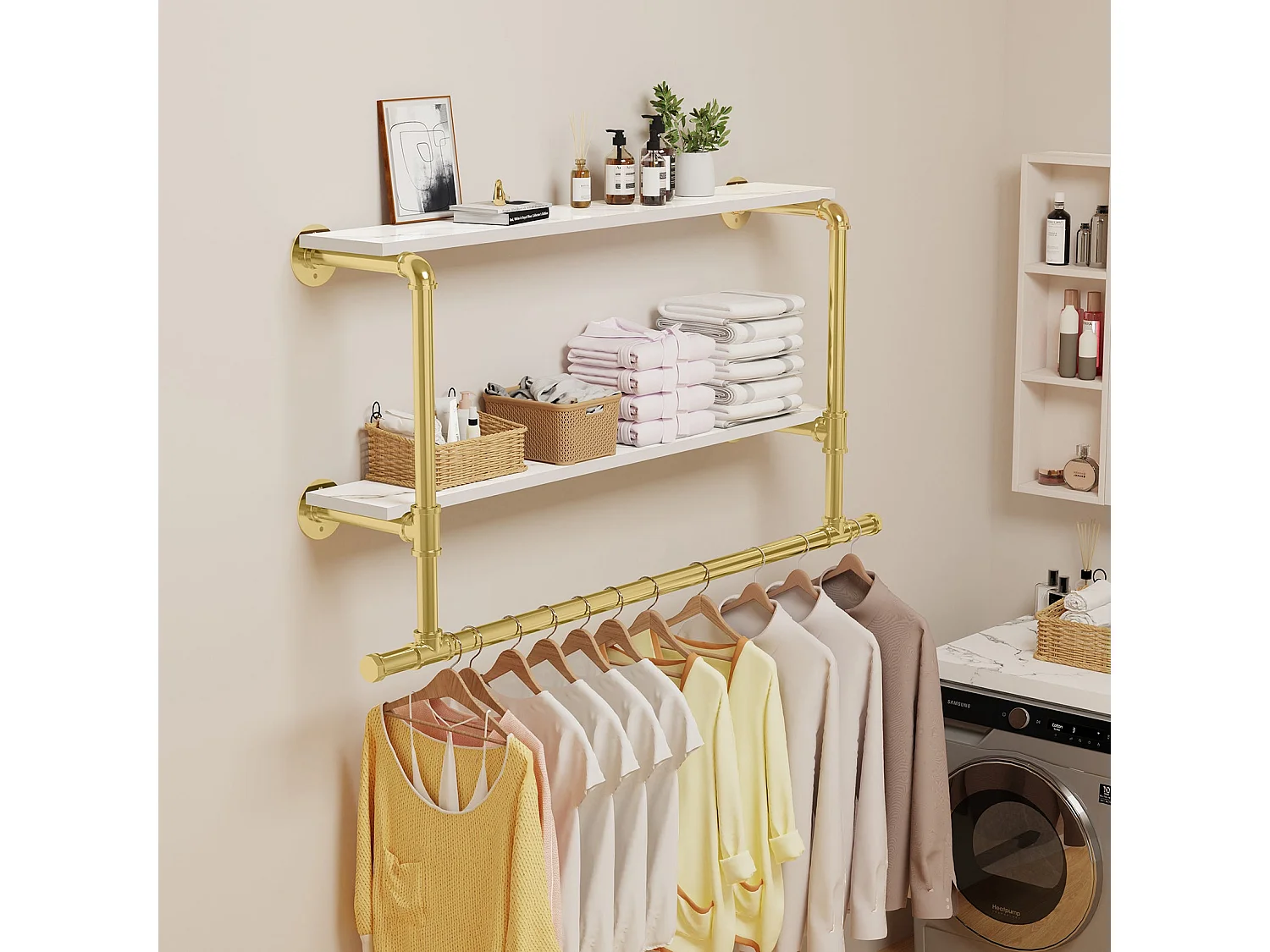 Kleiderständer mit Ablagen, Wandgarderobe, Hängegarderobe, Designergarderobe 116x20,5x64,5cm