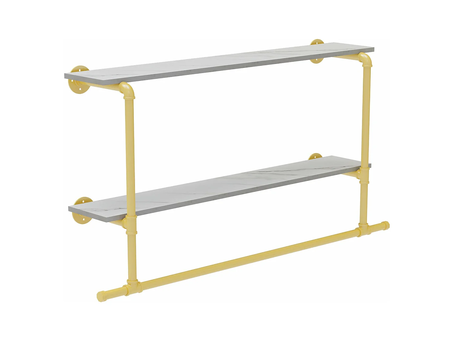 Wieszak na ubrania z półkami, wieszak ścienny na ubrania, drążek na ubrania wiszący, designerski wieszak na ubrania 116x20,5x64,5cm
