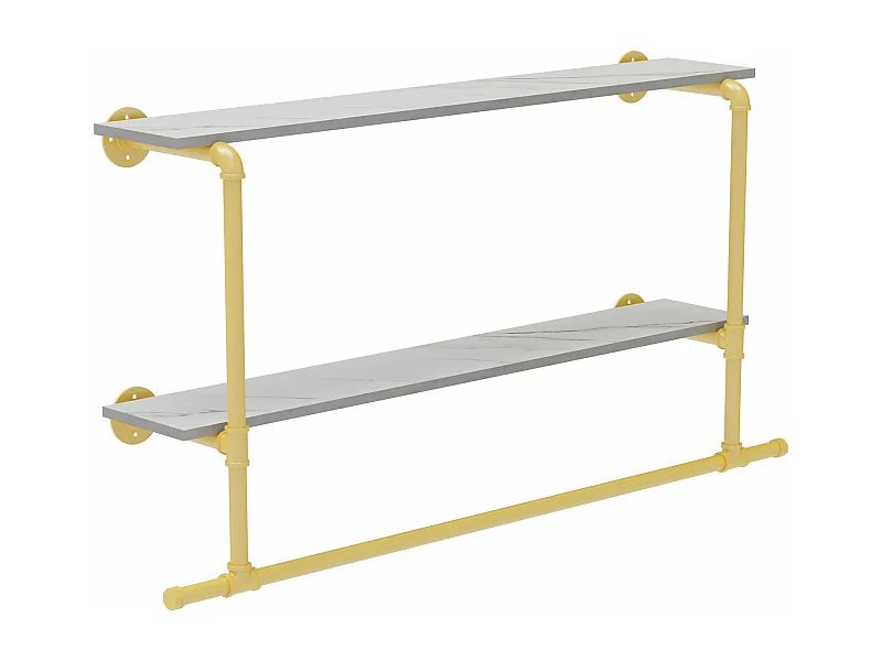 Penderie vêtement avec étagères portant vêtement mural tringle à vêtement suspendue porte manteau design 116x20.5x64.5cm