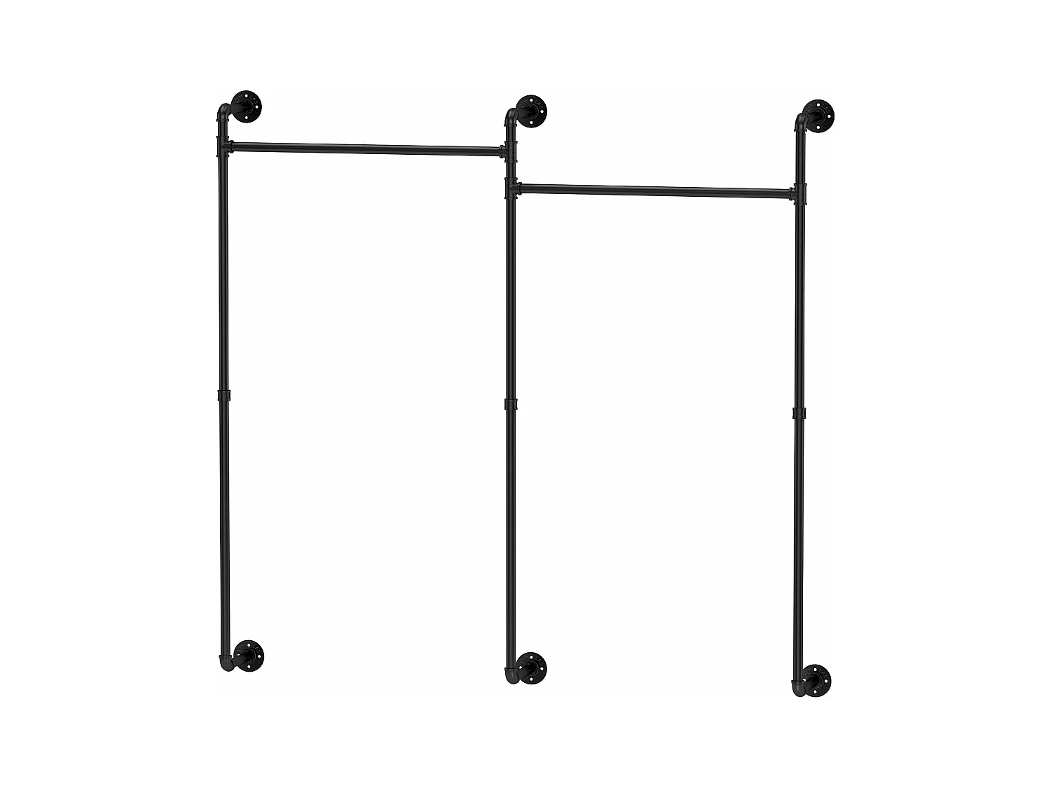 Wieszak ścienny na ubrania do garderoby, industrialny wieszak wiszący, otwarta garderoba, design w rurach 205x190cm