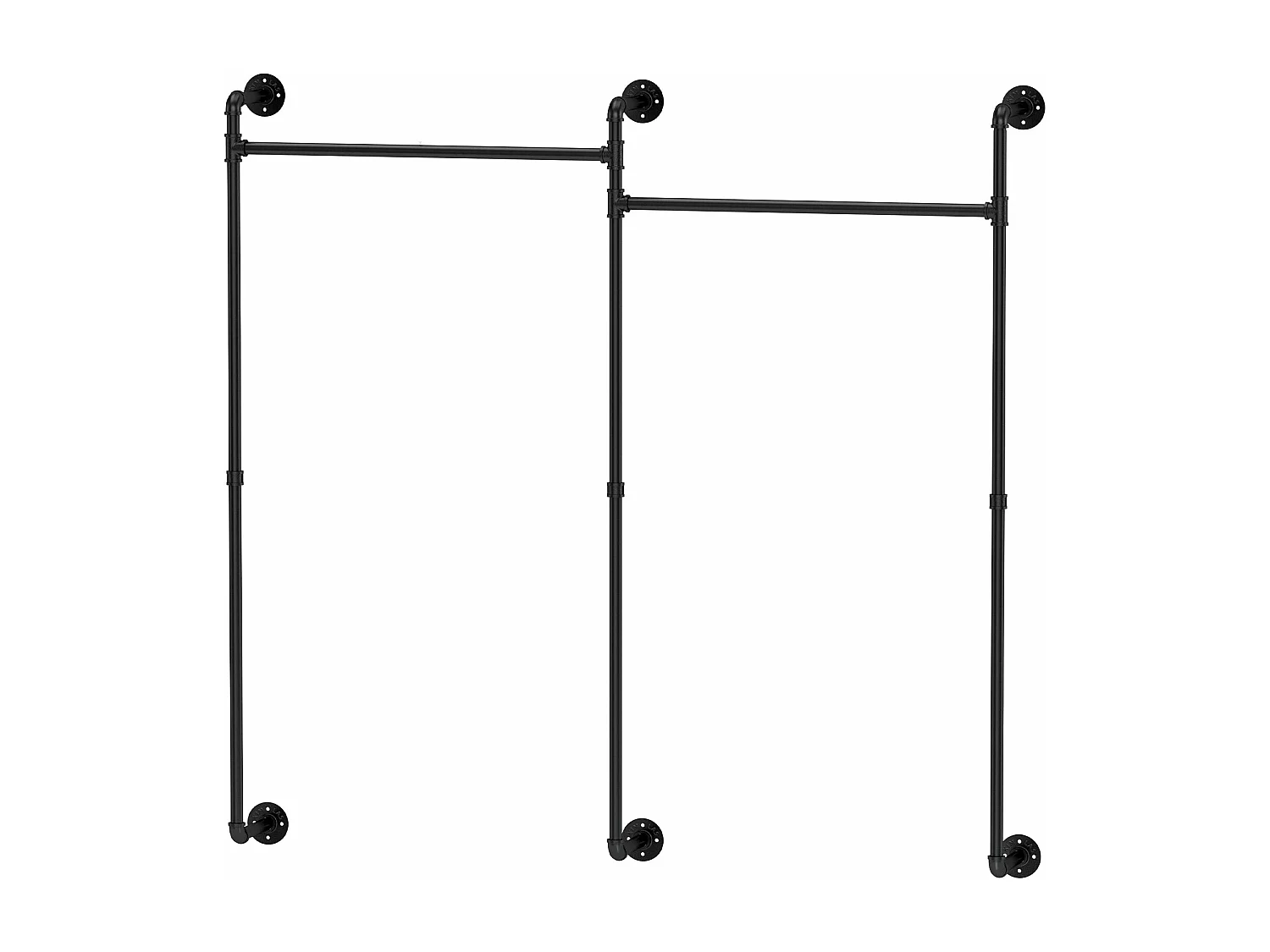 Penderie vêtements pour dressing mural portant à vêtement industriel suspendu armoire ouverte design en tubes 205x190cm