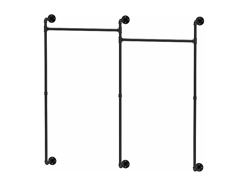 Penderie vêtements pour dressing mural portant à vêtement industriel suspendu armoire ouverte design en tubes 205x190cm