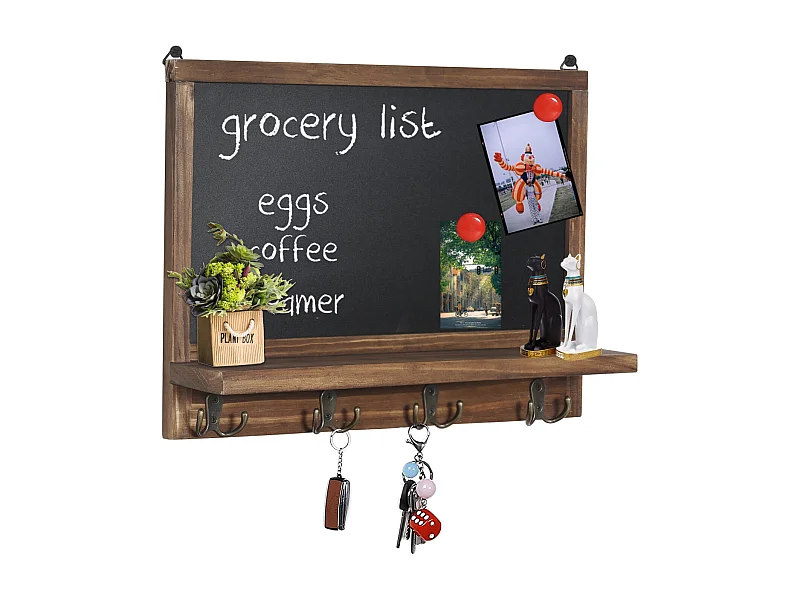 Tableau noir magnétique mural petite ardoise murale à craie effa?able avec porte clef tableau mémo vintage board 42x30cm