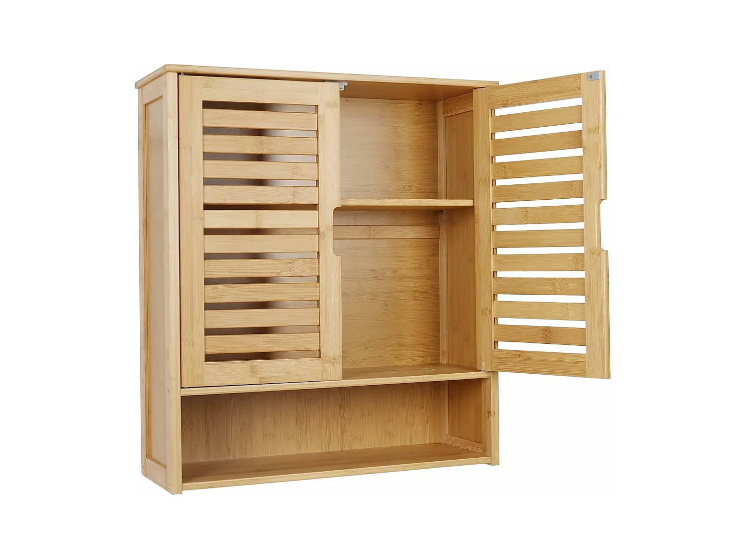 Meuble mural salle de bain armoire toilette suspendu placard wc 2 portes rangement cuisine murale avec étagères réglables 59x20.5x66.5cm