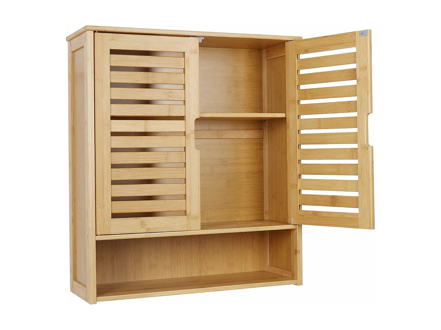 Meuble mural salle de bain armoire toilette suspendu placard wc 2 portes rangement cuisine murale avec étagères réglables 59x20.5x66.5cm