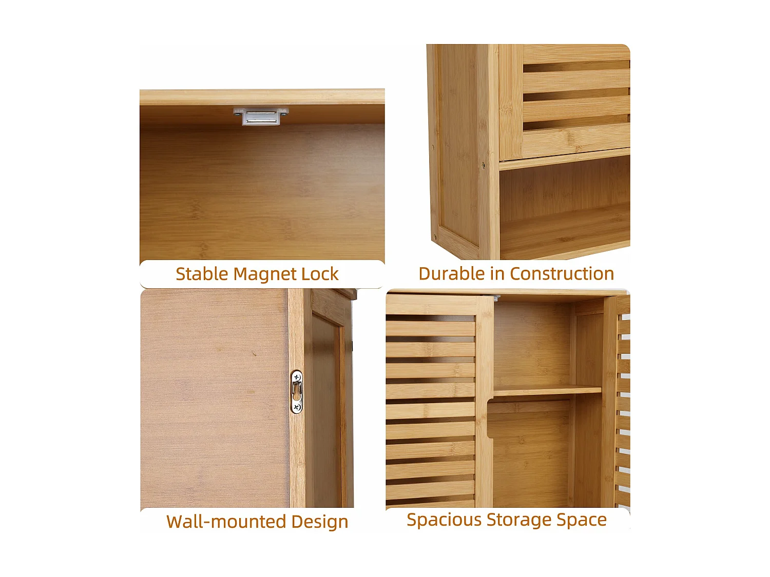 Meuble mural salle de bain armoire toilette suspendu placard wc 2 portes rangement cuisine murale avec étagères réglables 59x20.5x66.5cm