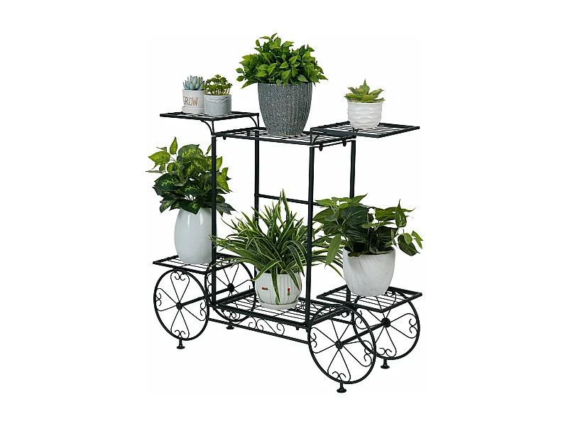 Porte plantes avec étagère plante support pot de fleurs parfait pour maison jardin 83x68.5x22cm