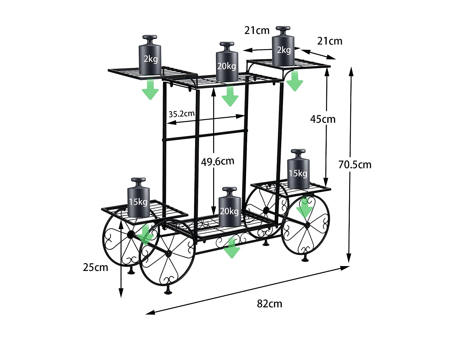 Porte plantes avec étagère plante support pot de fleurs parfait pour maison jardin 83x68.5x22cm