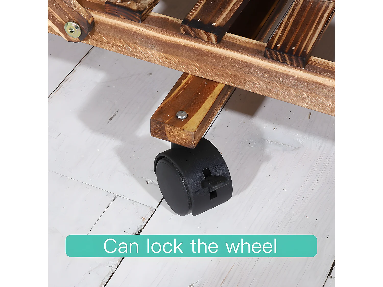 Étagère à fleurs à roulettes porte plante en bois pour balcon salon jardin 95x25x102cm