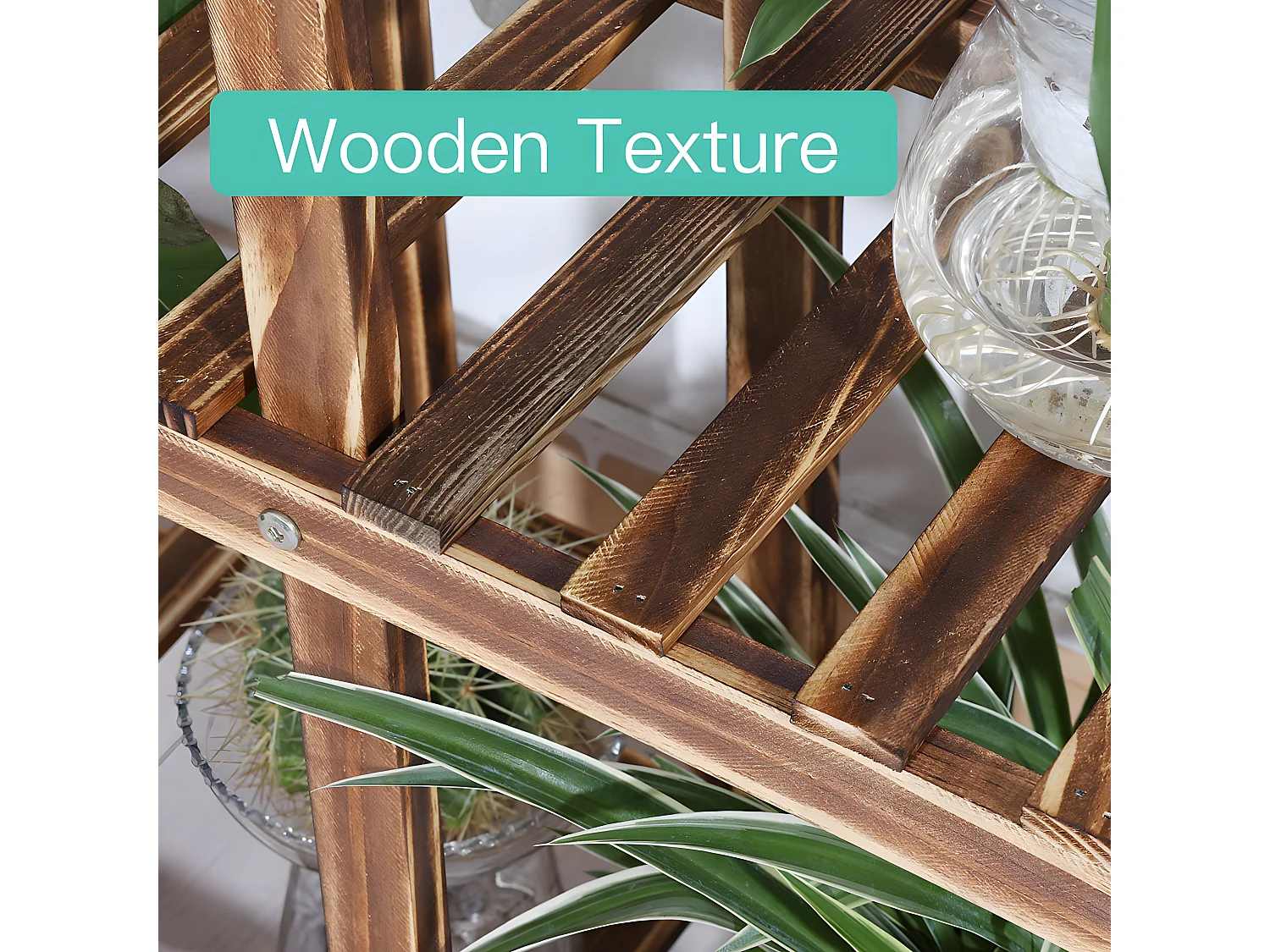 Étagère à fleurs à roulettes porte plante en bois pour balcon salon jardin 95x25x102cm