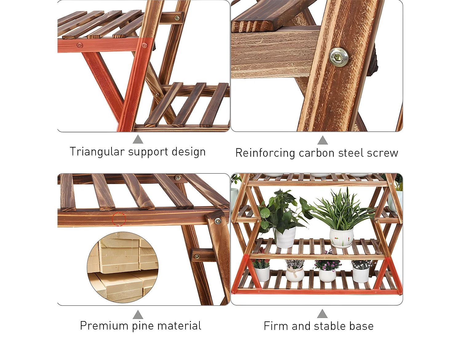 Porte plante intérieur étagère extérieur support plantes sur pied 105.5x95x25cm