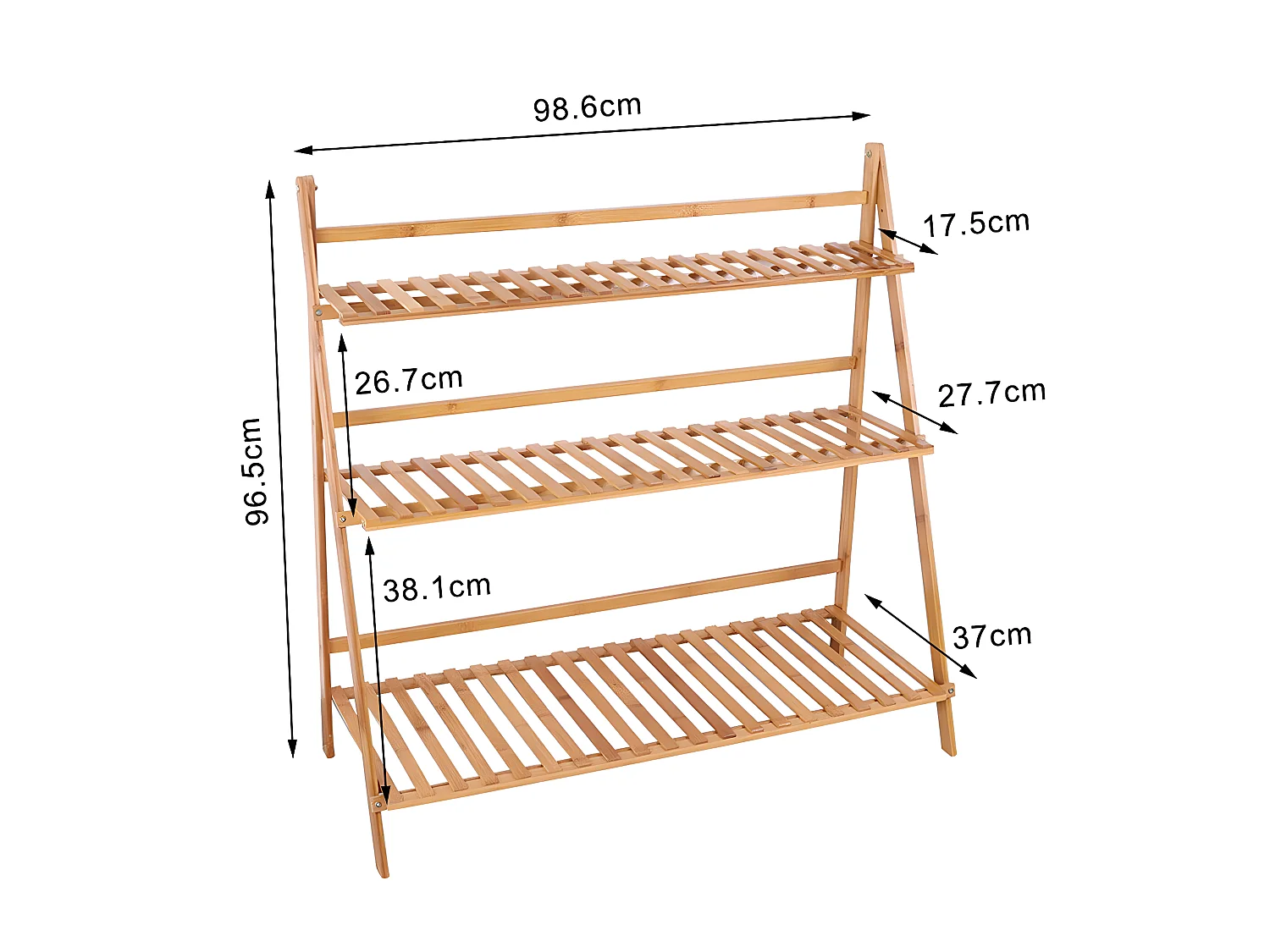 Étagère plantes intérieur support pliable porte plante polyvalent de 3 niveaux 100x38x97cm