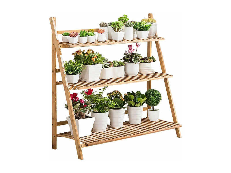 Étagère plantes intérieur support pliable porte plante polyvalent de 3 niveaux 100x38x97cm