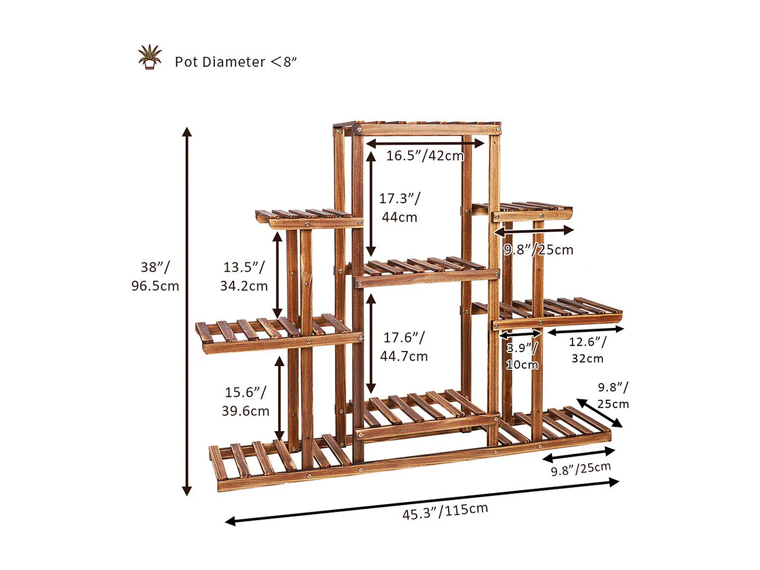 Porte plante intérieur en métal étagère plante extérieur support pot de fleurs fer forgé support plante charge max 140kg 66x22x102cm