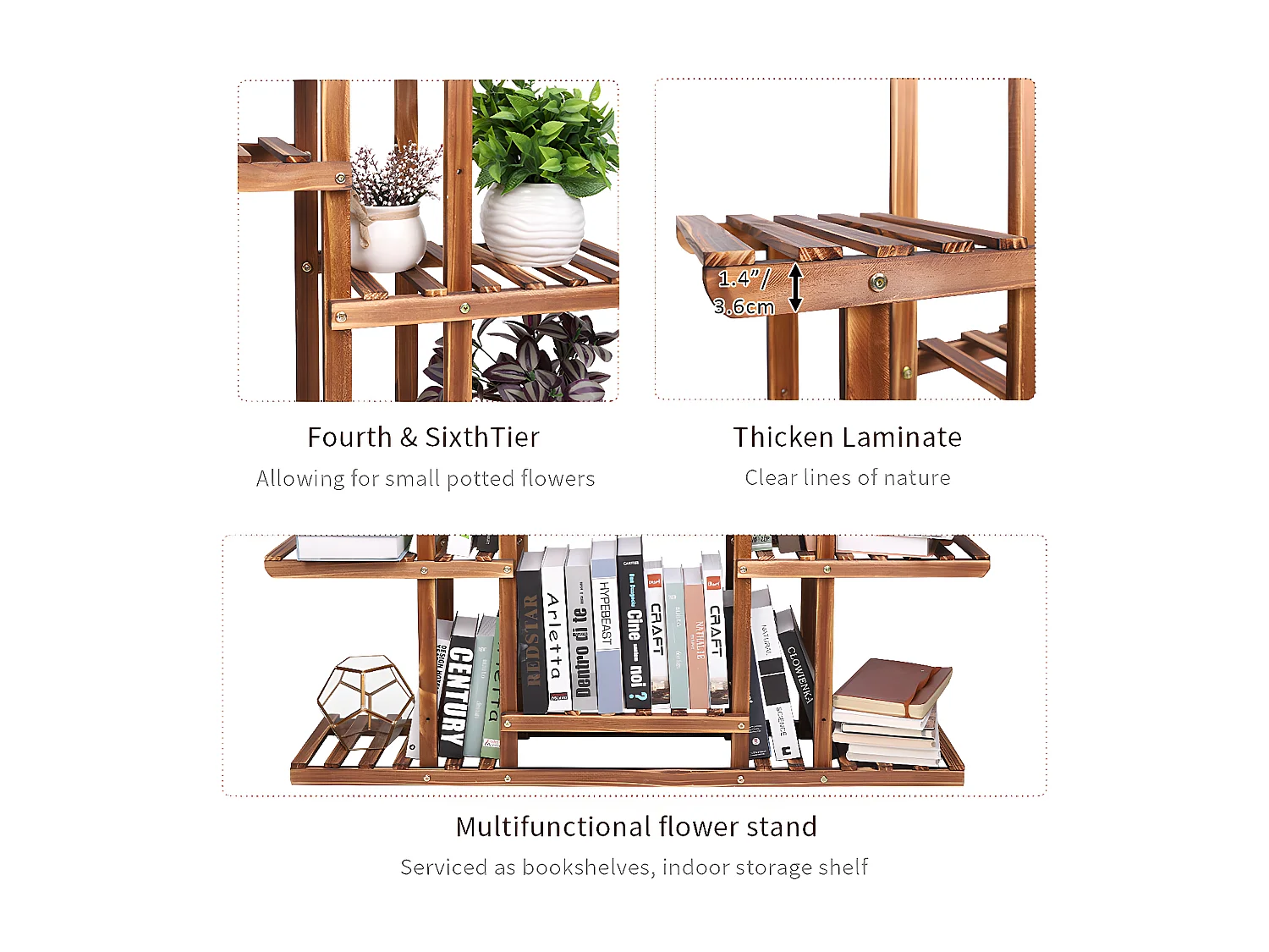 Porte plante intérieur en métal étagère plante extérieur support pot de fleurs fer forgé support plante charge max 140kg 66x22x102cm