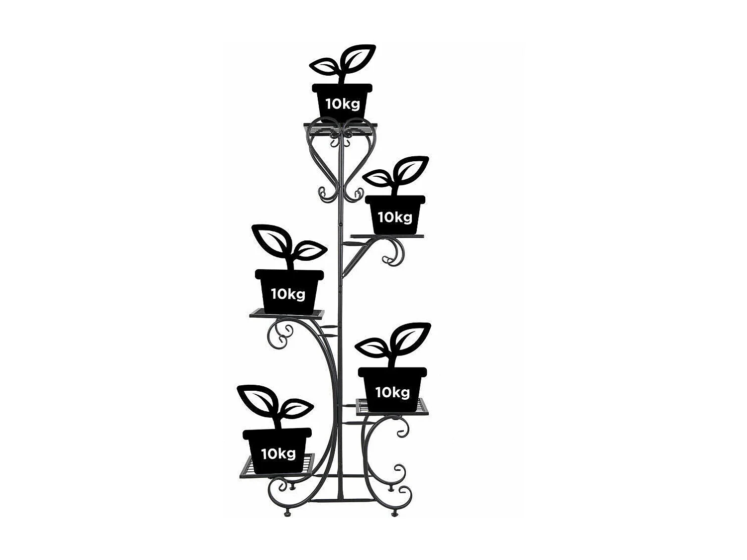 Étagère plante intérieure porte plantes extérieur de 5 niveaux support pot de fleurs 107x57x22cm