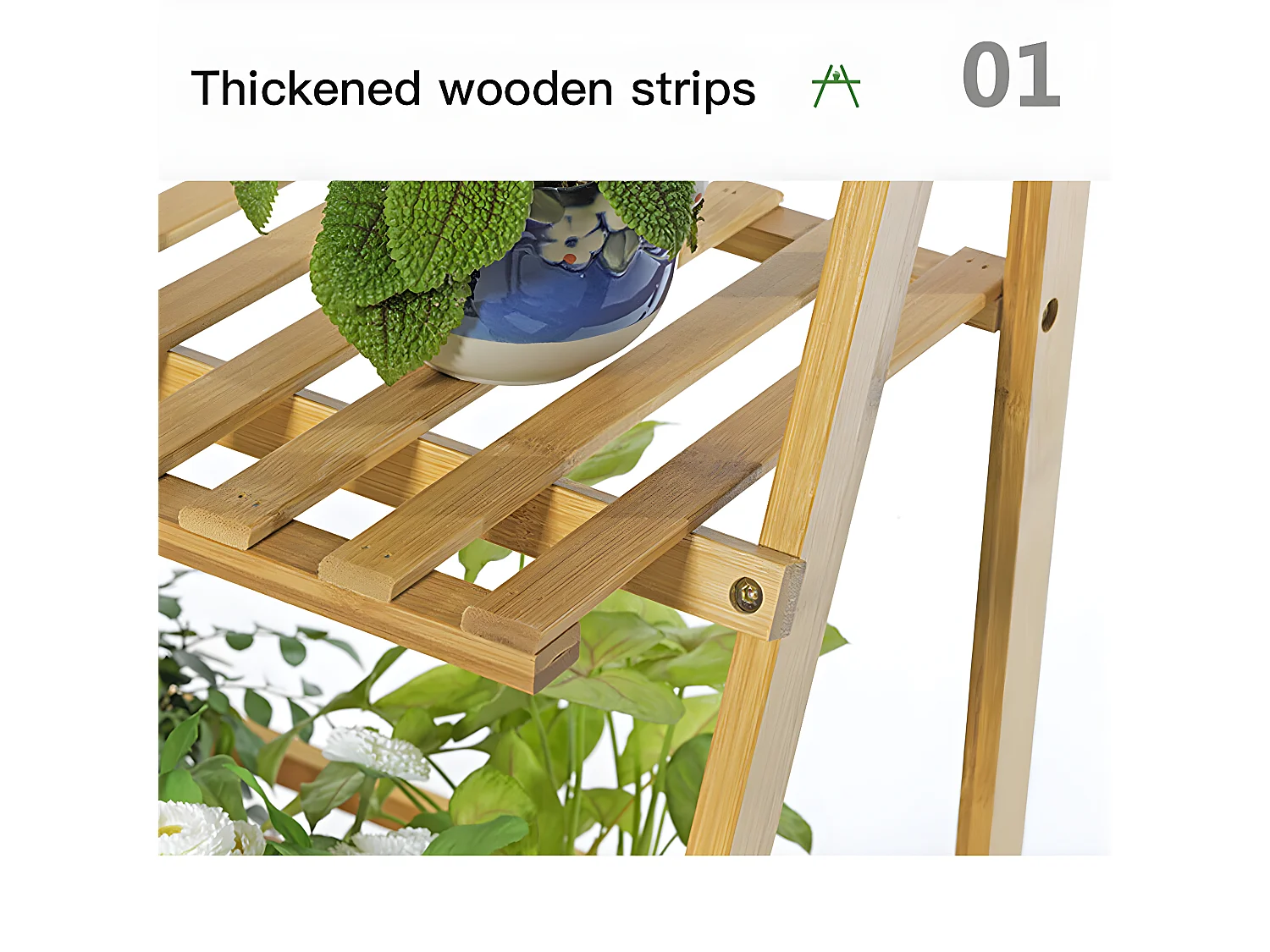 Étagère plantes avec 4 tablettes porte plante charge max 20kg support pot de fleurs 90x42x21cm