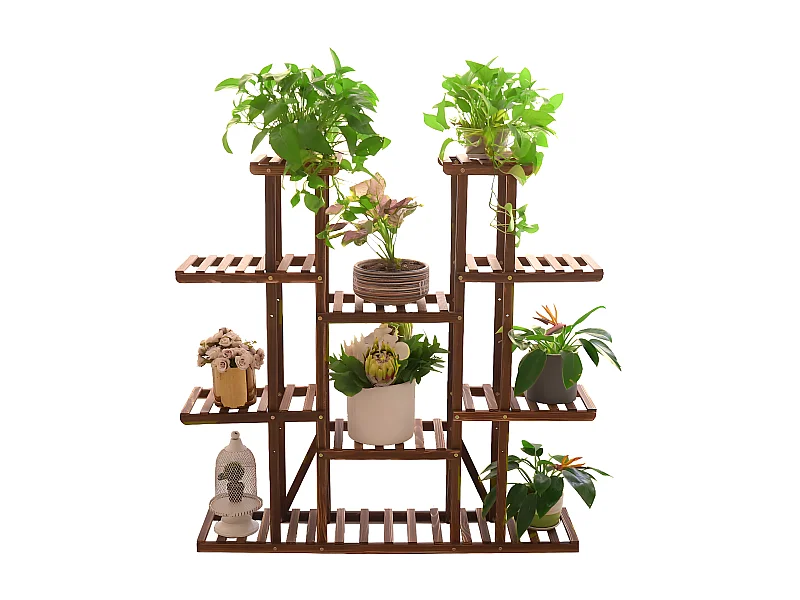 Porte plante en bambou intérieur étagère fleur à 5 niveaux escalier plantes pour salon 93x45cm