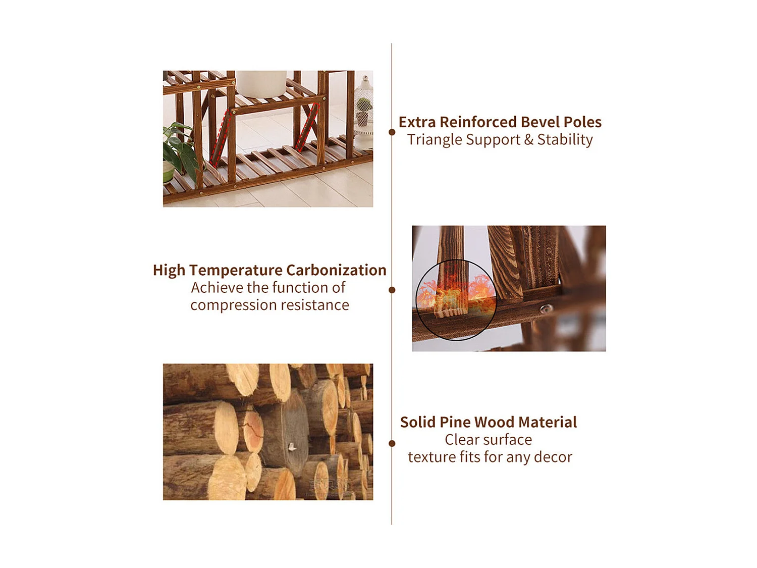 Porte plante en bambou intérieur étagère fleur à 5 niveaux escalier plantes pour salon 93x45cm