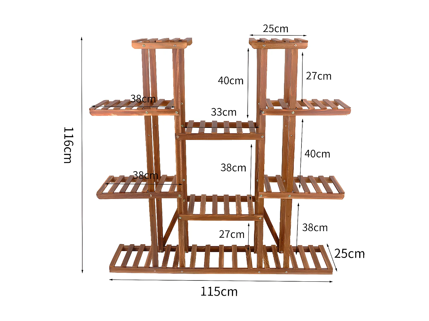 Porte plante en bambou intérieur étagère fleur à 5 niveaux escalier plantes pour salon 93x45cm