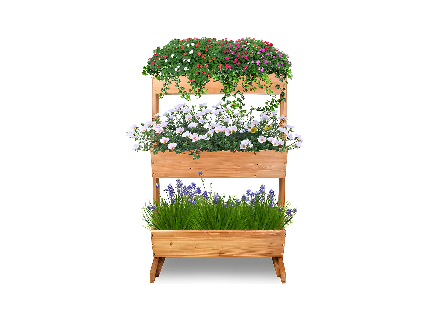 Jardinières exterieur sur pied support de jardiniere surélevée haute bac à fleurs rectangulaire  potager intérieur 39x69x106cm