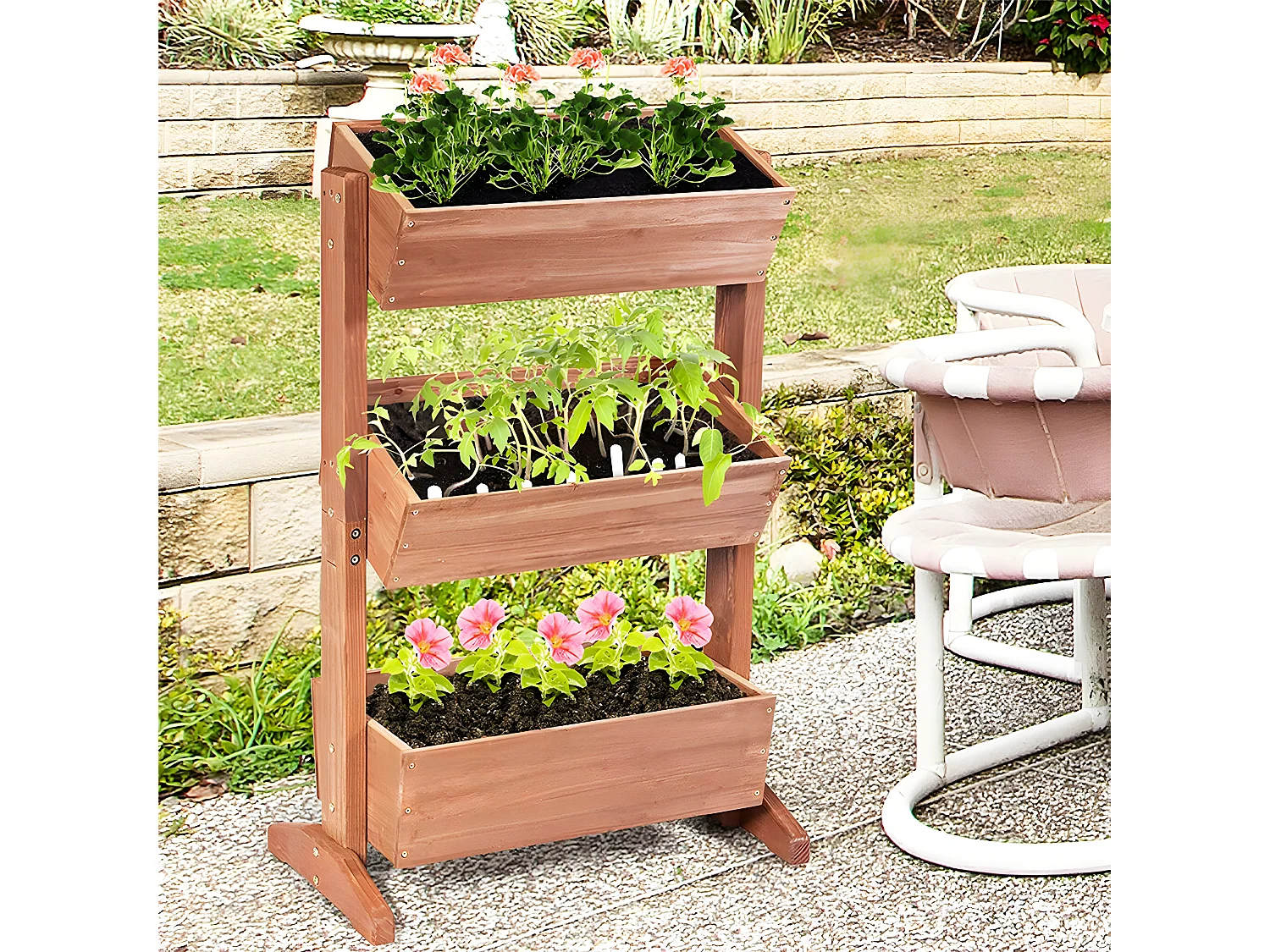 Jardinières exterieur sur pied support de jardiniere surélevée haute bac à fleurs rectangulaire  potager intérieur 39x69x106cm