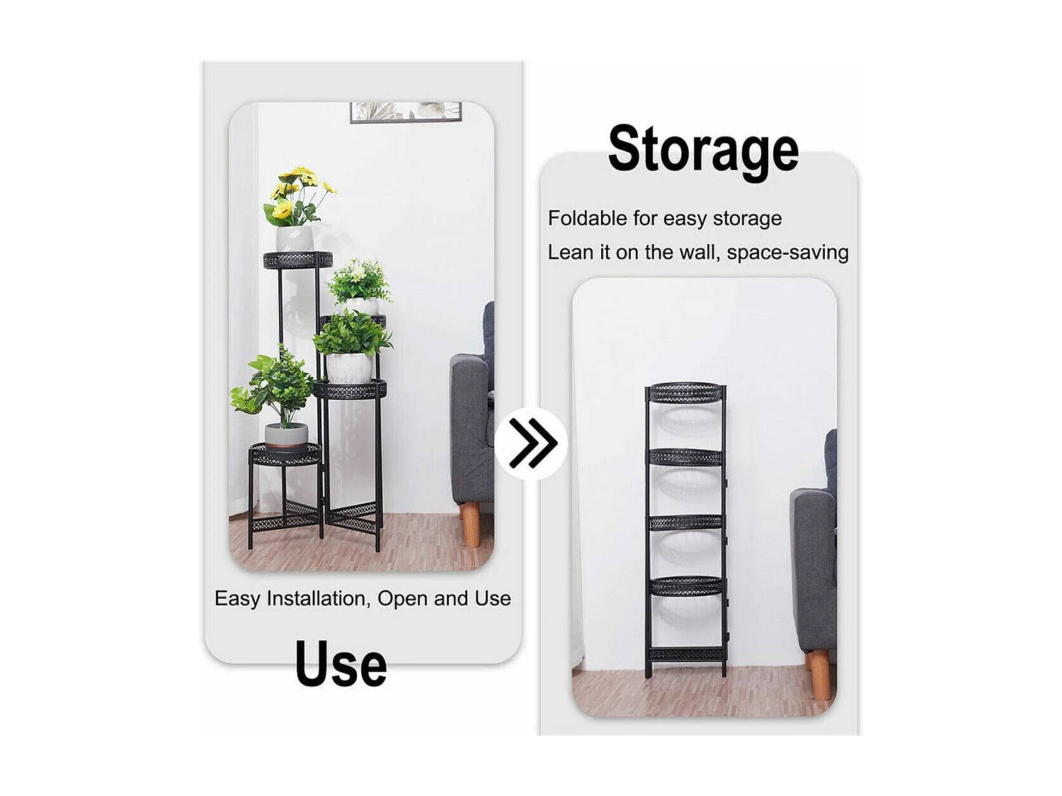 Porte plantes étagère plante métallique de 4 niveaux escalier pour fleurs 53x90cm