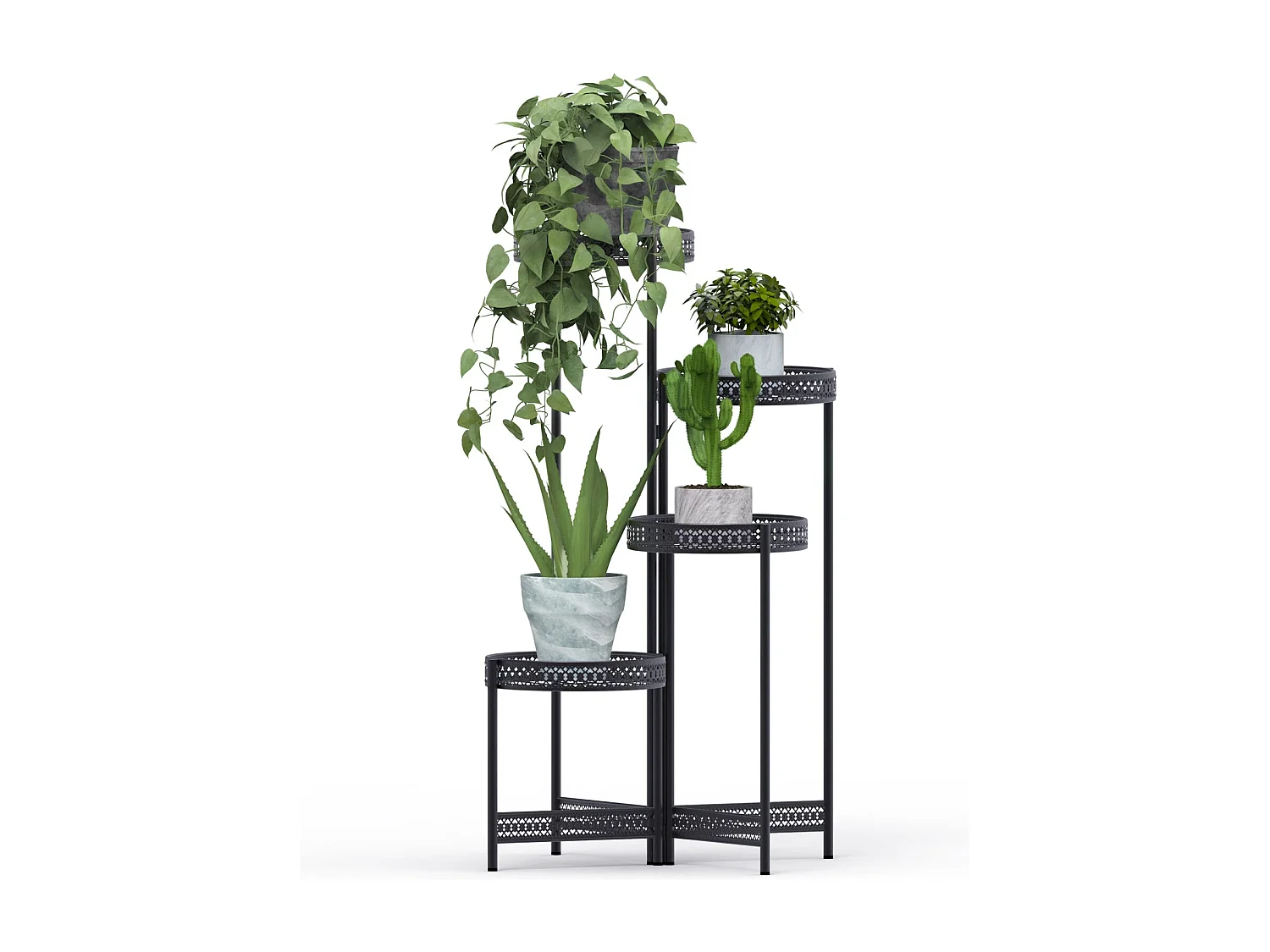 Porte plantes étagère plante métallique de 4 niveaux escalier pour fleurs 53x90cm