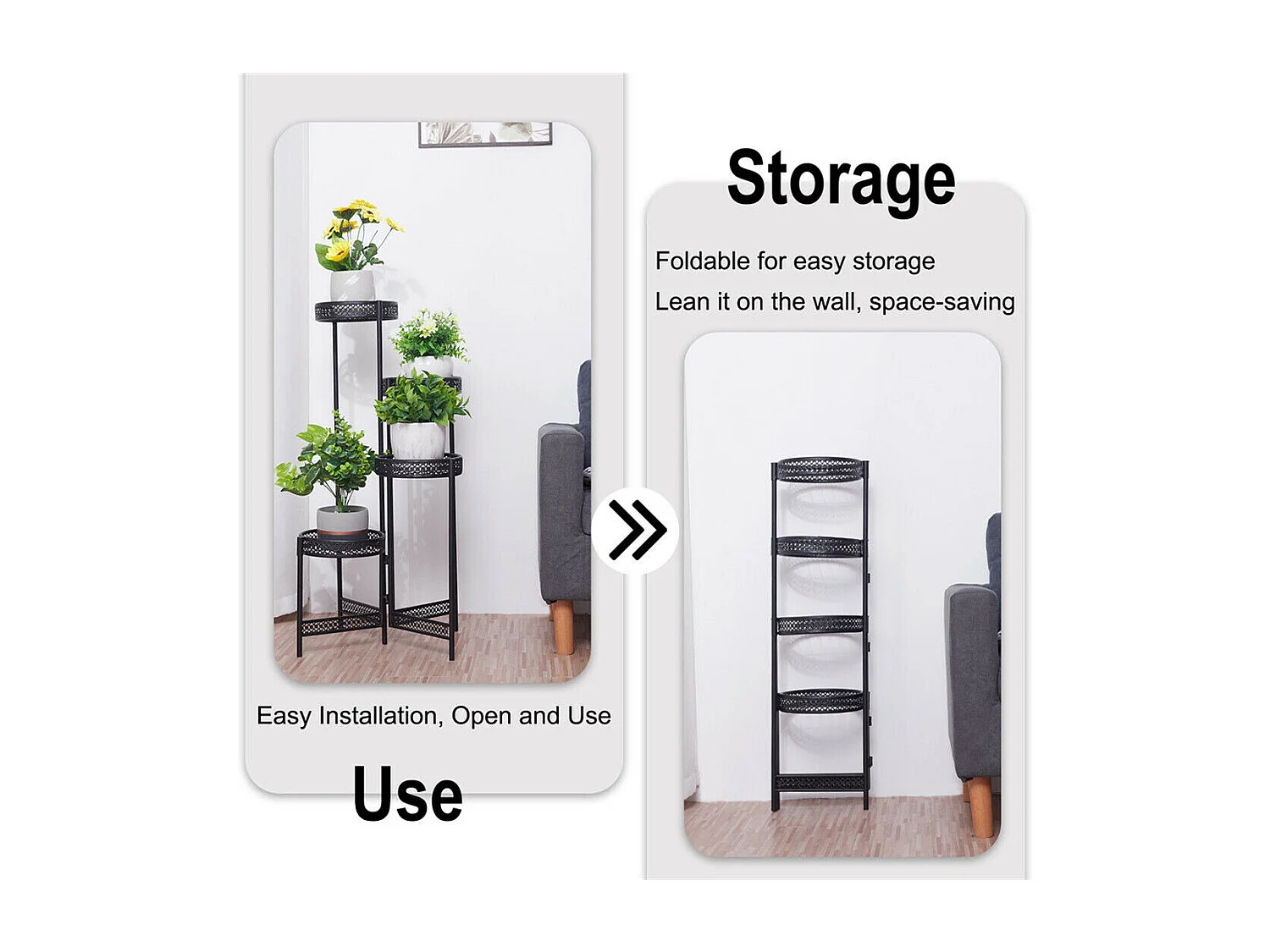 Porte plantes étagère plante métallique de 4 niveaux escalier pour fleurs 53x90cm