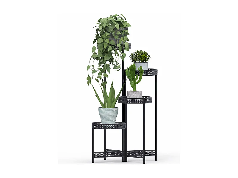 Porte plantes étagère plante métallique de 4 niveaux escalier pour fleurs 53x90cm