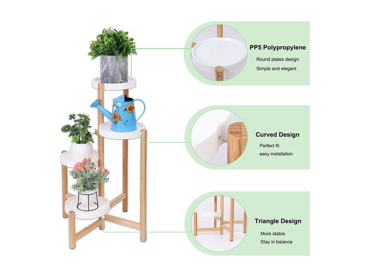 Porte plante à 4 niveaux escalier étagère plantes sur pieds pour salon balcon jardin 80x51cm