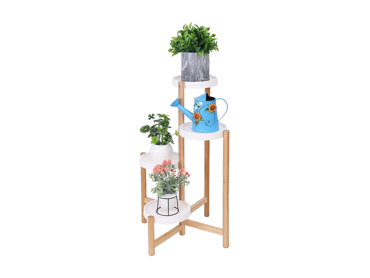 Porte plante à 4 niveaux escalier étagère plantes sur pieds pour salon balcon jardin 80x51cm