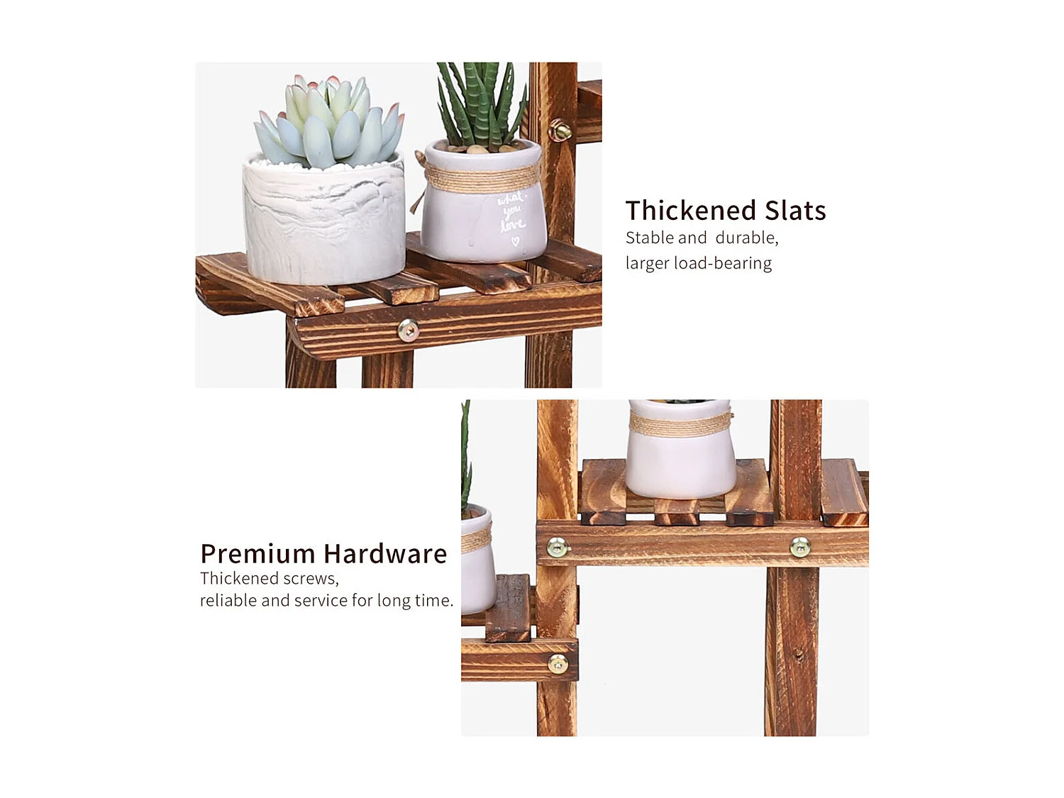 Étagère plante balcon porte plante en bois massif support pour plantes 58x50x11.5cm